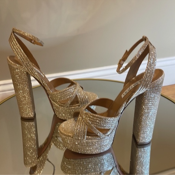 Aquazzura Sundance 140 Glitter platform heeled sandals size 38 - Picture 11 of 17